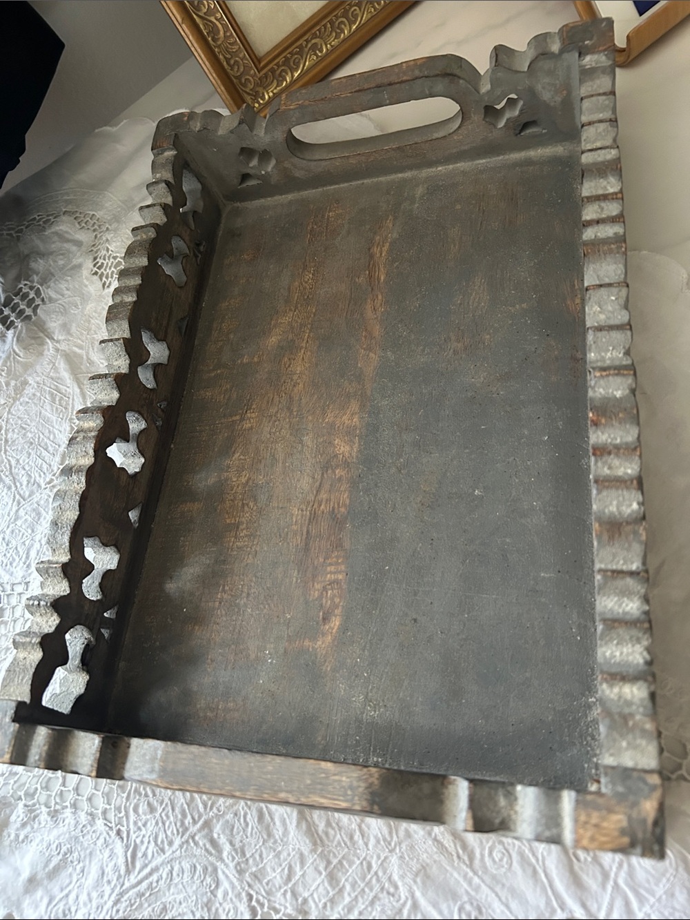 Rustic Gray Wooden Decorative Tray - Picture 8 of 8